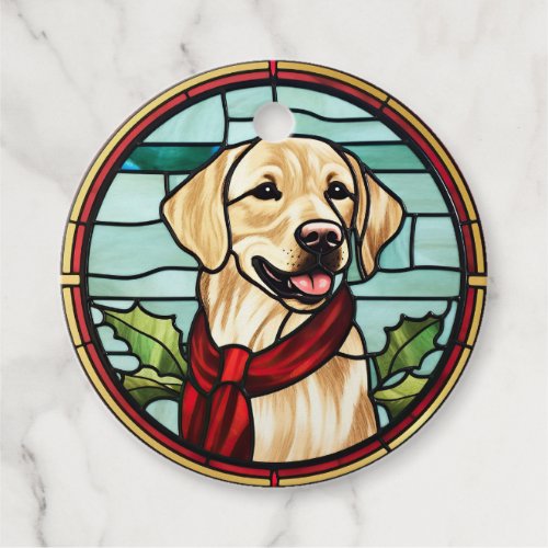 Labrador Stained Glass Christmas Favor Tags