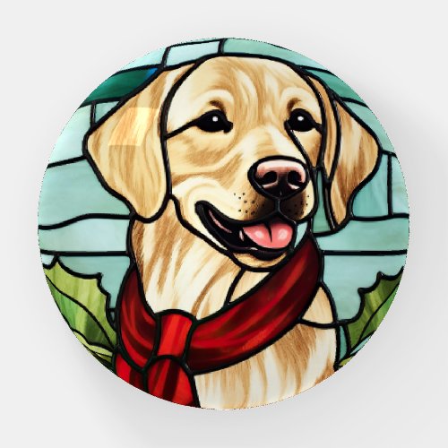 Labrador Stained Glass Christmas Paperweight