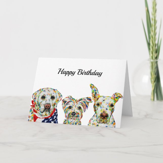 Labrador, Terrier, Pitbull Birthday Card (Front)