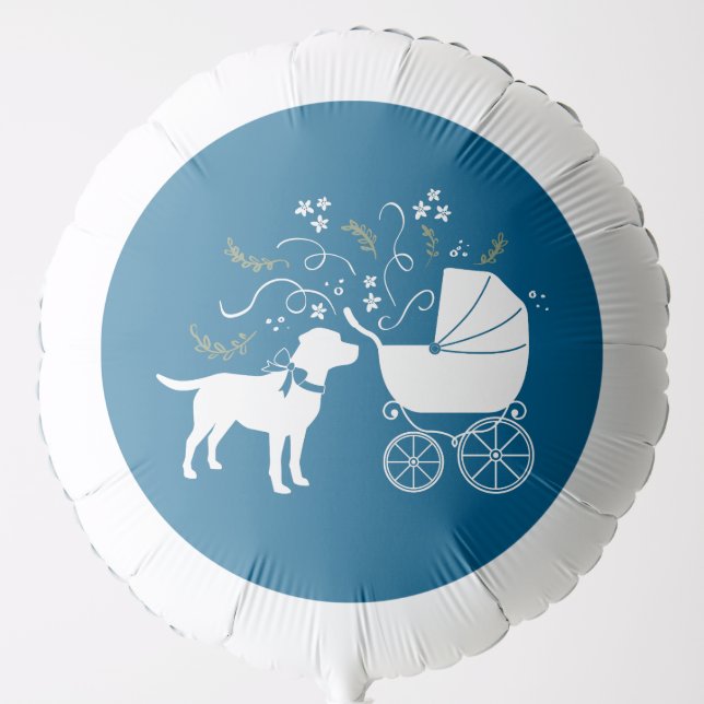 Labrador Theme - Dog Baby Shower Blue Lab Balloon (Front)