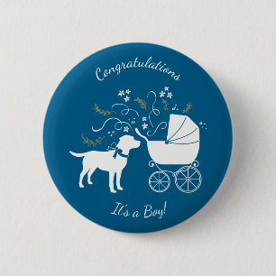 Labrador Theme - Dog Baby Shower Blue Lab Button