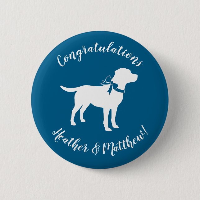 Labrador Theme - Dog Baby Shower Blue Lab Button (Front)