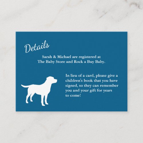 Labrador Theme _ Dog Baby Shower Blue Lab Enclosure Card