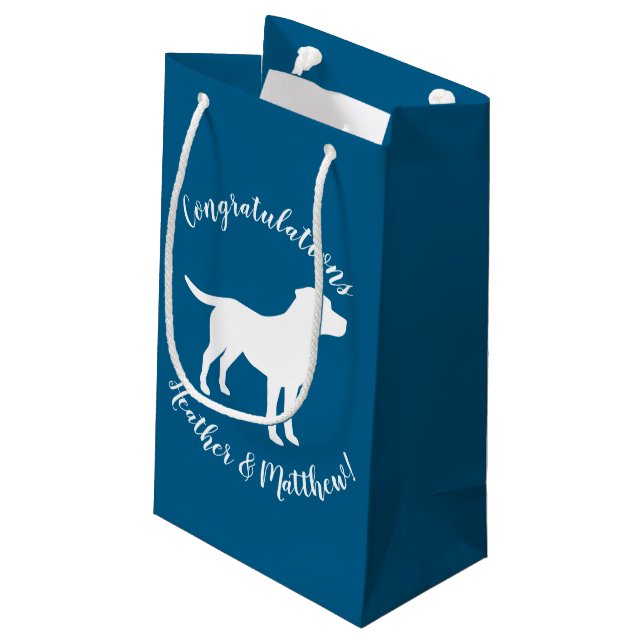 Labrador Theme - Dog Baby Shower Blue Lab Small Gift Bag (Back Angled)