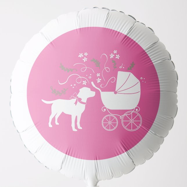 Labrador Theme Dog Baby Shower Pink Lab Balloon (Front)