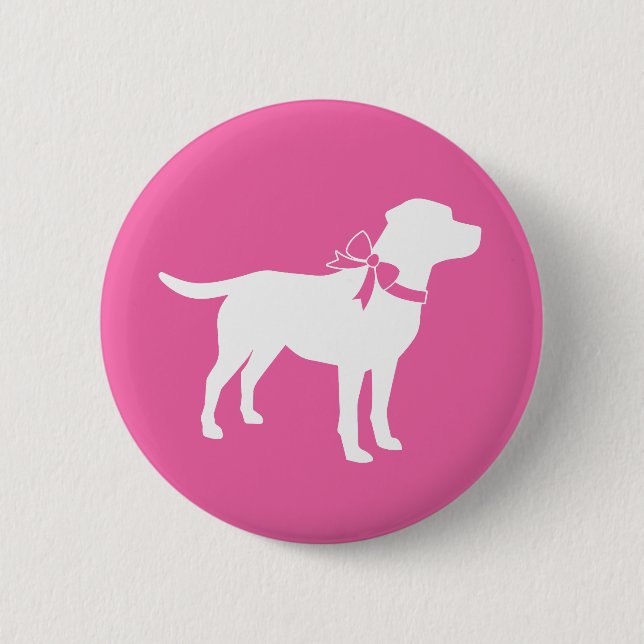 Labrador Theme Dog Baby Shower Pink Lab Button (Front)