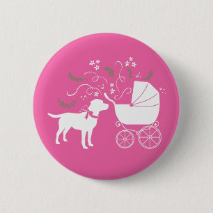 Labrador Theme Dog Baby Shower Pink Lab Button