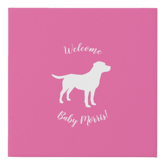 Labrador Theme Dog Baby Shower Pink Lab Faux Canvas Print (Front)