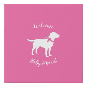 Labrador Theme Dog Baby Shower Pink Lab Faux Canvas Print