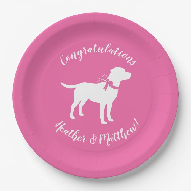 Labrador Theme Dog Baby Shower Pink Lab Paper Plates (Front)
