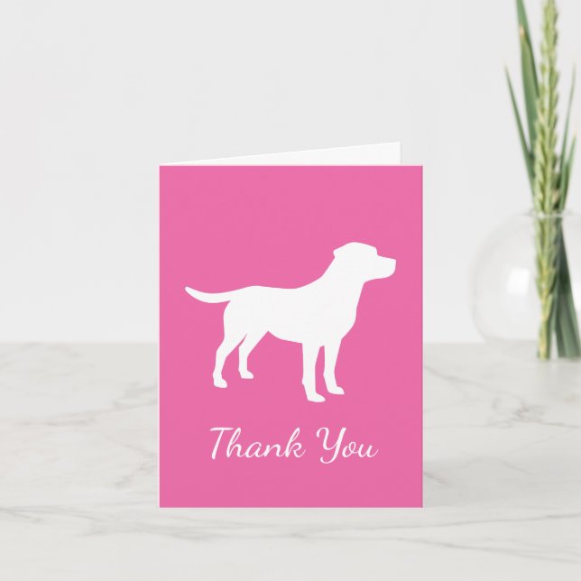 Labrador Theme Dog Baby Shower Pink Lab Thank You Card (Front)