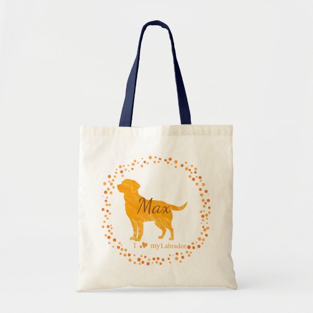 Labrador Tote Bag  Personalized Pastel Orange Gift (Front)