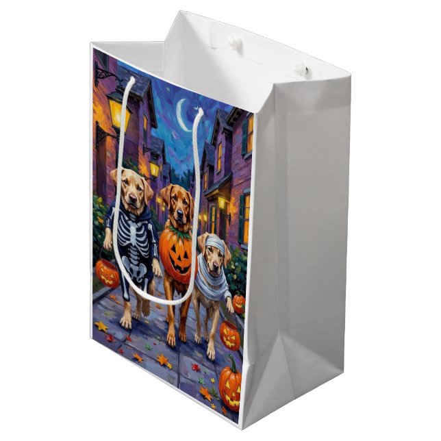 Labrador Trick-or-Treating in Halloween Costumes Medium Gift Bag (Front Angled)