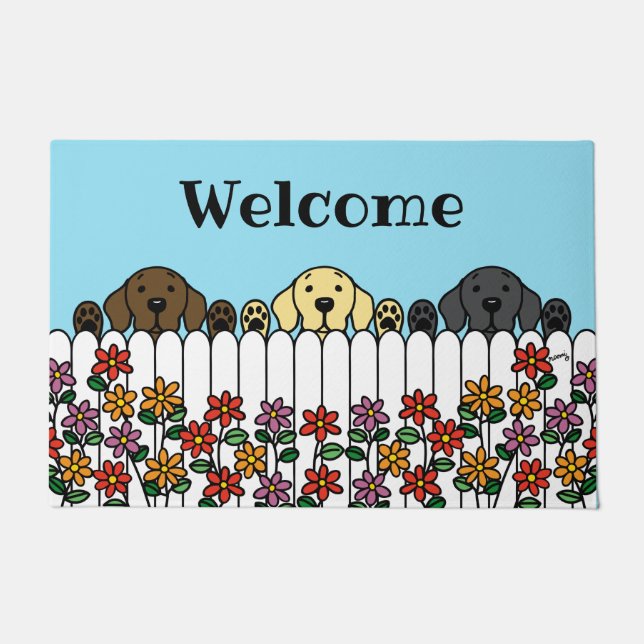 Labrador Trio Watching You Welcome Doormat (Front)