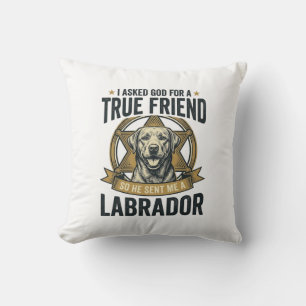 Labrador True Friend Vintage Dog Lover Design_1 Throw Pillow