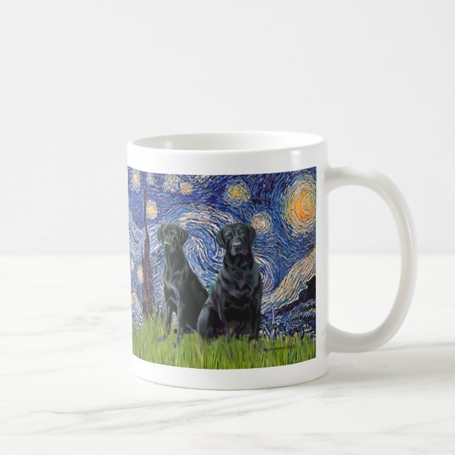 Labrador (two black) - Starry Night Coffee Mug (Right)