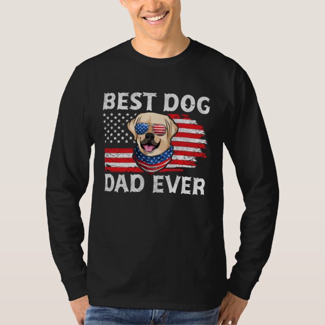 Labrador USA Patriotic Dog Apparel American Flag M T-Shirt (Front)
