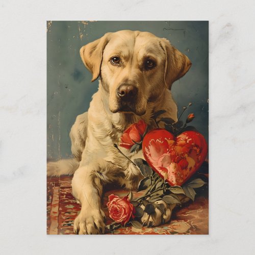 Labrador Vintage Valentines day  Postcard