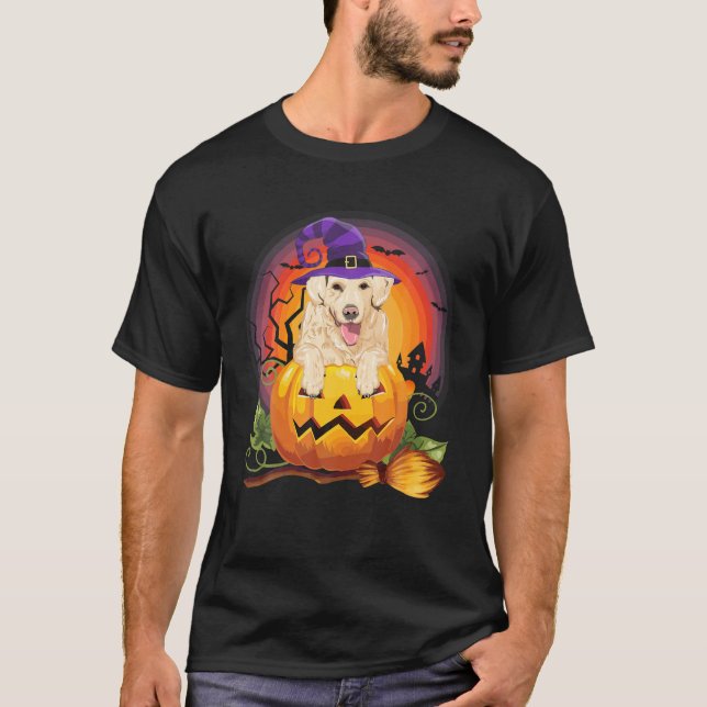 Labrador Witch Pumpkin Halloween Dog Lover Costume T-Shirt (Front)