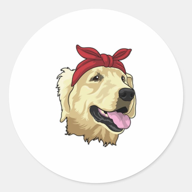 Labrador with Bandana Classic Round Sticker (Front)