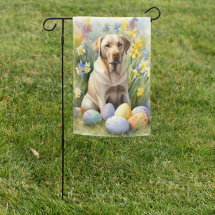 Labrador with Easter Eggs Garden Flag