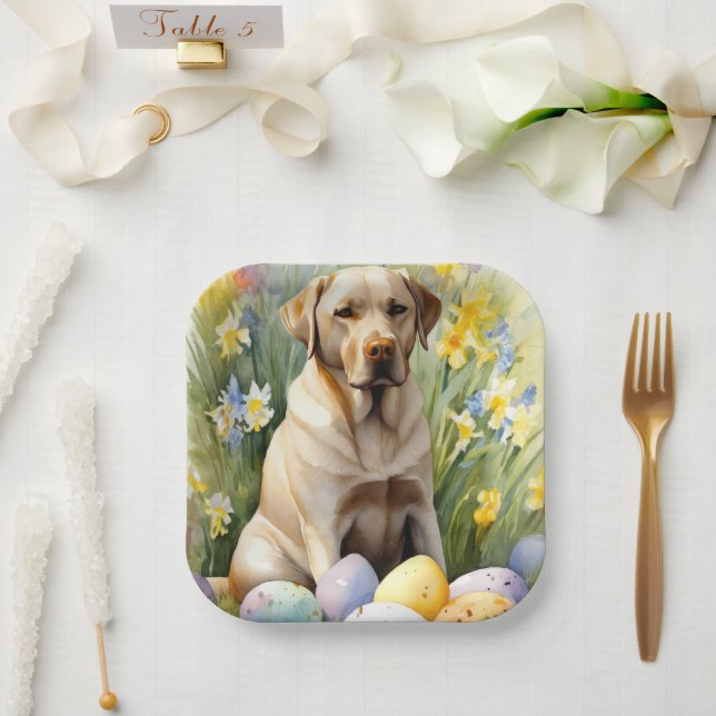 Labrador with Easter Eggs Paper Plates (Wedding)