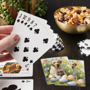 Labrador with Easter Eggs Poker Cards
