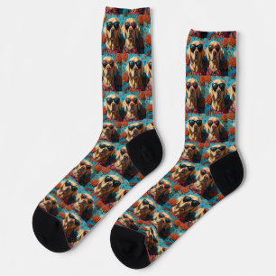 Labrador with Heart Roses Valentine's Day Socks