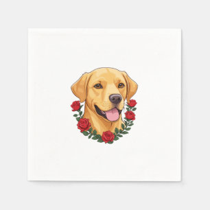 Labrador with Red Roses Napkins