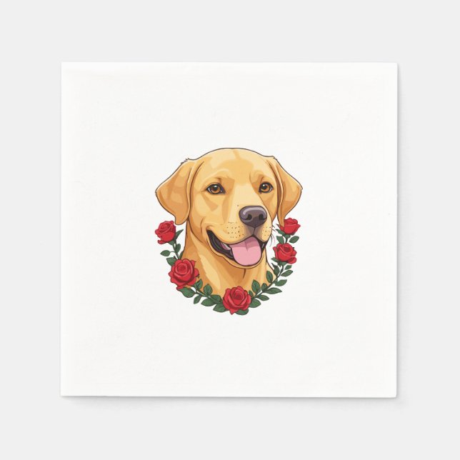 Labrador with Red Roses Napkins (Front)