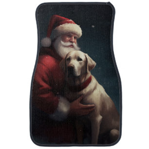 Labrador With Santa Claus Festive Christmas Car Floor Mat