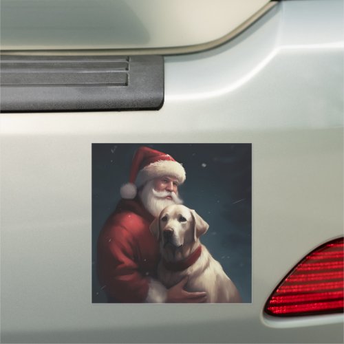 Labrador With Santa Claus Festive Christmas  Car Magnet