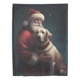 Labrador With Santa Claus Festive Christmas  Duvet Cover