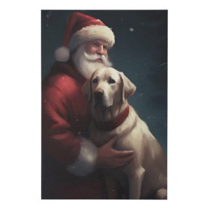 Labrador With Santa Claus Festive Christmas  Faux Canvas Print