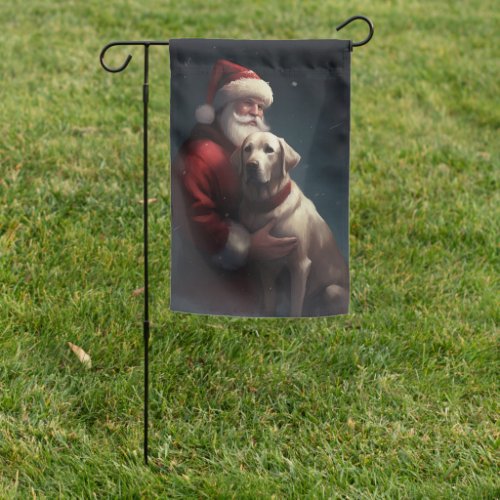 Labrador With Santa Claus Festive Christmas  Garden Flag