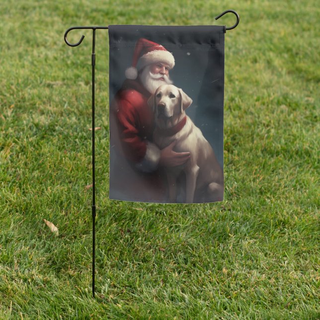 Labrador With Santa Claus Festive Christmas  Garden Flag (In SItu)