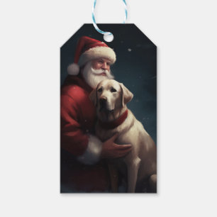 Labrador With Santa Claus Festive Christmas Gift Tags