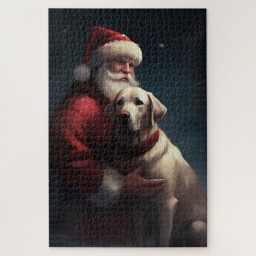 Labrador With Santa Claus Festive Christmas  Jigsaw Puzzle