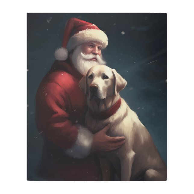 Labrador With Santa Claus Festive Christmas  Metal Print (Front)