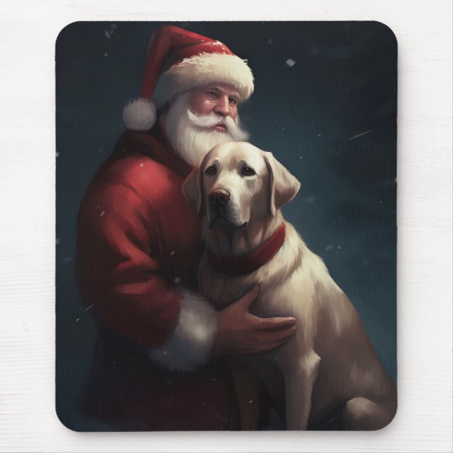 Labrador With Santa Claus Festive Christmas  Mouse Pad (Front)