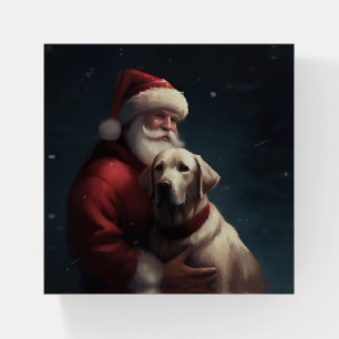 Labrador With Santa Claus Festive Christmas Paperweight