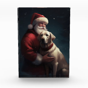 Labrador With Santa Claus Festive Christmas  Photo Block