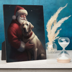 Labrador With Santa Claus Festive Christmas Plaque