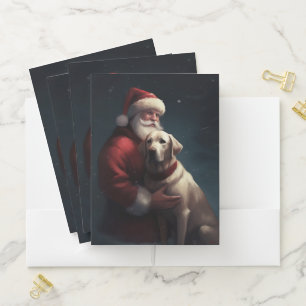 Labrador With Santa Claus Festive Christmas  Pocket Folder