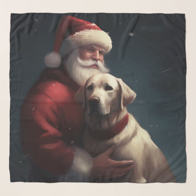 Labrador With Santa Claus Festive Christmas  Scarf (Front)