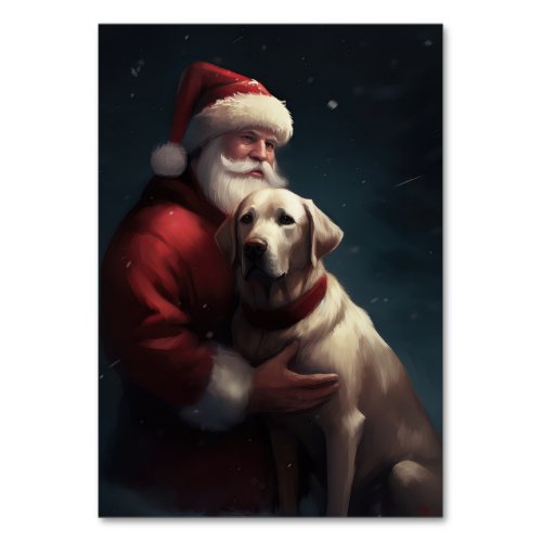 Labrador With Santa Claus Festive Christmas  Table Number