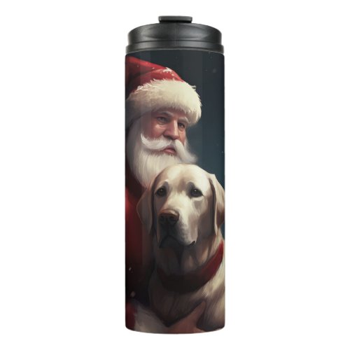 Labrador With Santa Claus Festive Christmas  Thermal Tumbler