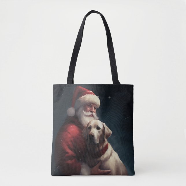 Labrador With Santa Claus Festive Christmas  Tote Bag (Front)
