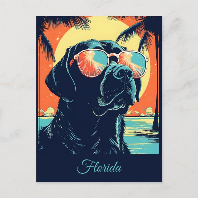 Labrador with sunglasses at a beach Custom Postcard (Front)