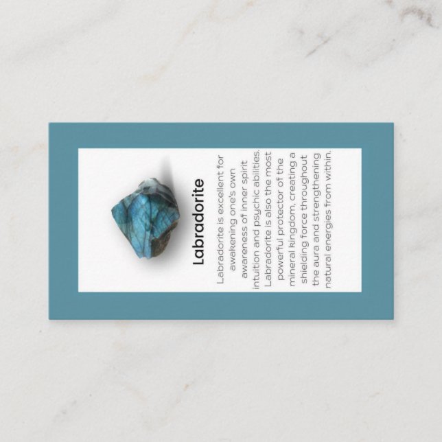 Labradorite Crystal Meaning Jewelry Display Business Card (Front)